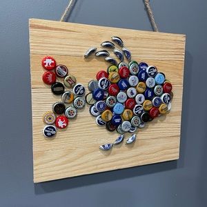 Wall art bottle cap art sign fish (1)